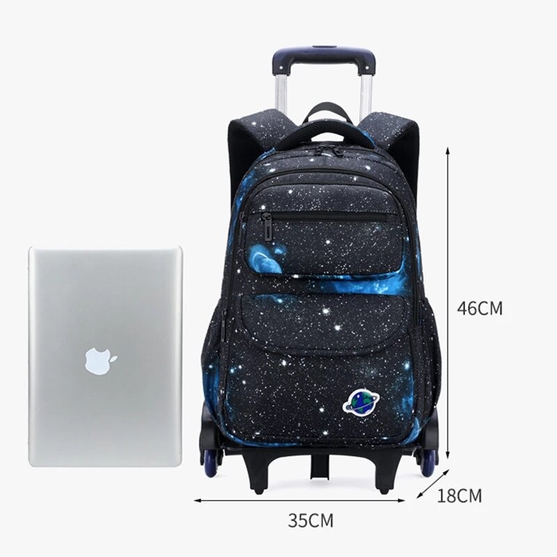 Kinder Trolley Schulranzen Raum Starry Sky Gedruckt Abnehmbarer Jungen Roll Rucksäcke Kinder Gepäck Rädern Taschen Bare Bookbag