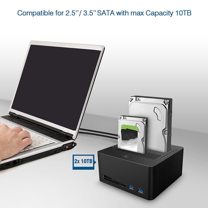 Hard Drive Card Reader External Triple SATA IDE HDD Docking Station for 2.5/3.5 Inch SATA HDD Standalone Cloner