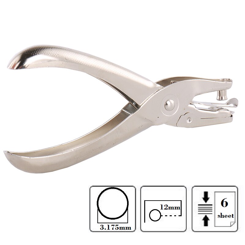 1/8 Inch Hole Punch Simple Manual Hand Punch; 6 Sheet Punch Capacity School Stationery No.97C3