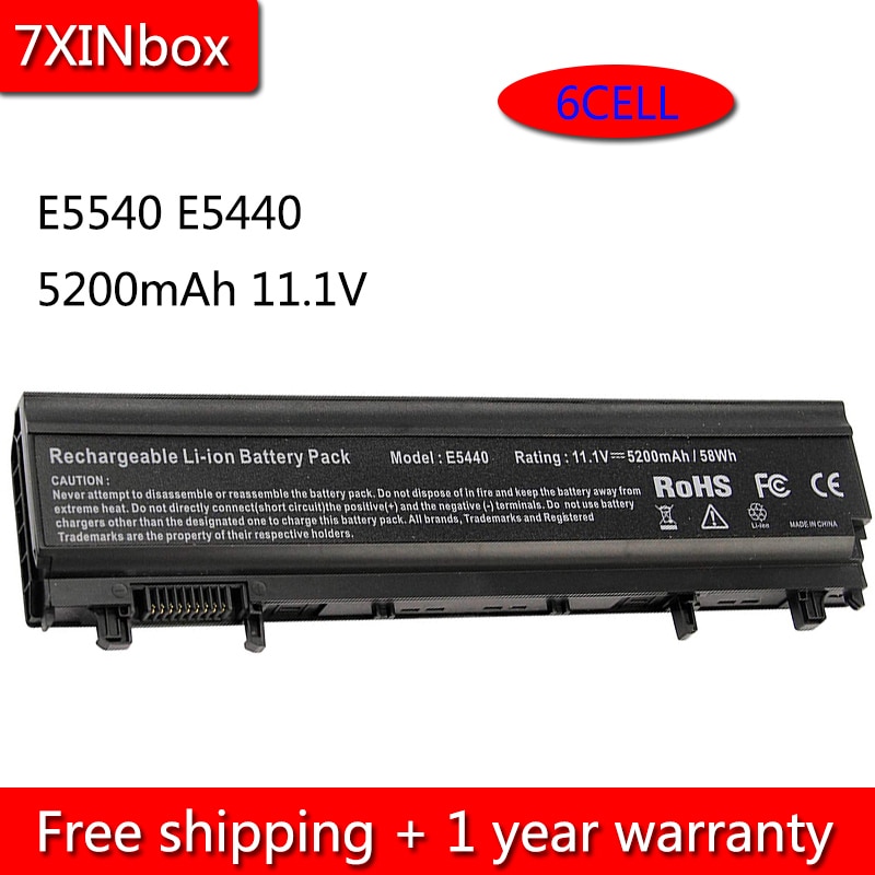 7XINbox 6cell 5200mAh VV0NF N5YH9 batería para Dell Latitude E5540 E5440 WGCW6 CXF66 VJXMC 0M7T5F 0K8HC 1N9C0 7W6K0 F49WX NVWGM + info