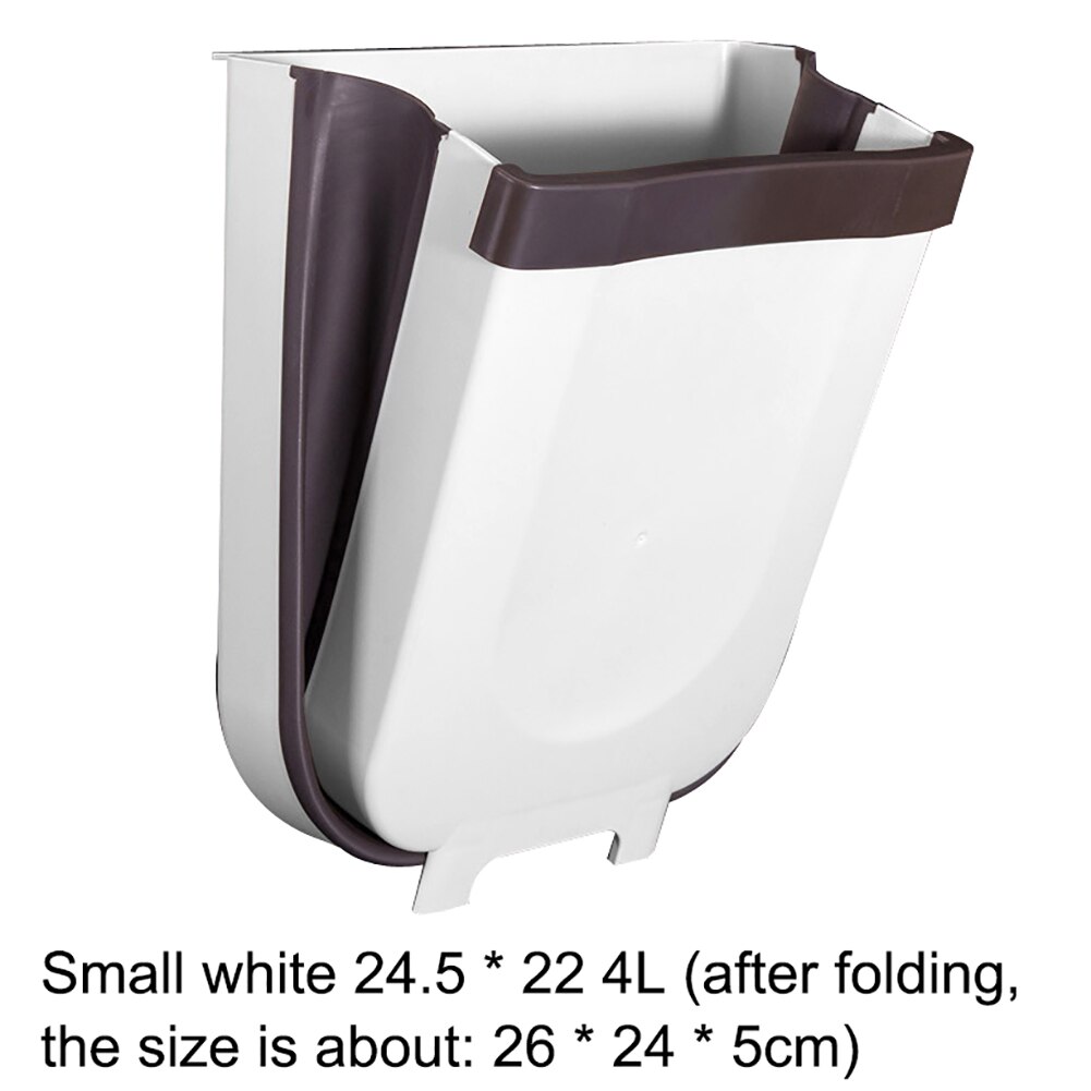 Kitchen Cabinet Garbage Door Hanging Can Wall Mounted Trash Bin Car Room Toilet Waste Storage Folding Trash Can: White S 