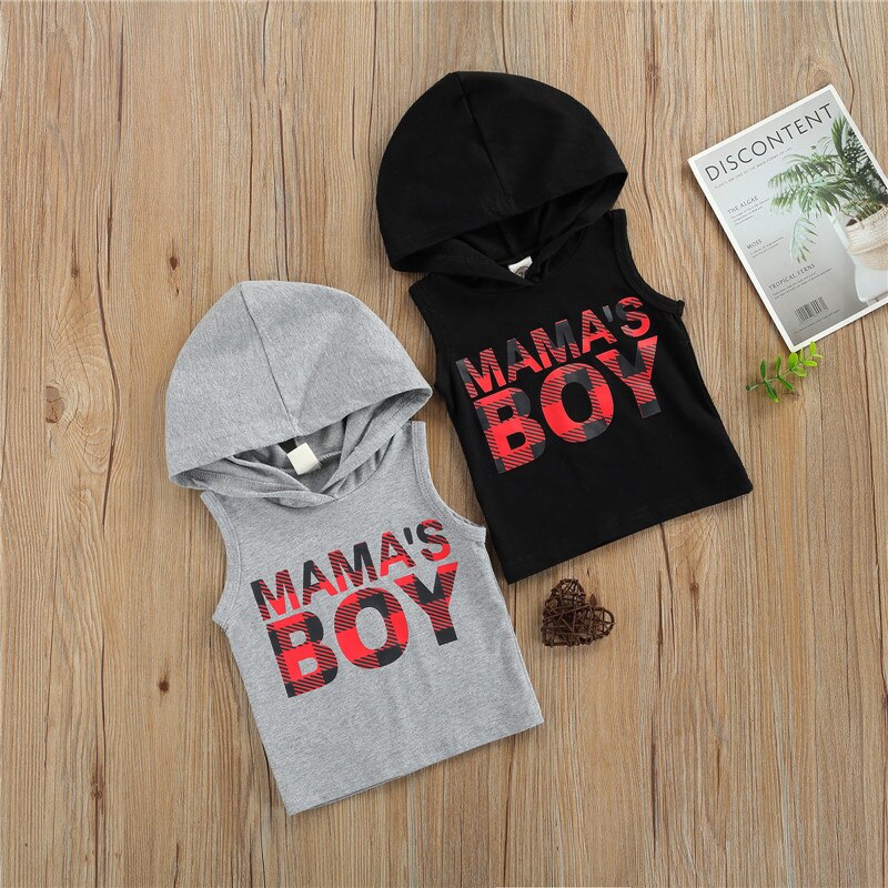 T-shirt «Mama» pour garçon, vêtement pour bébé, sans manches, à la , été,