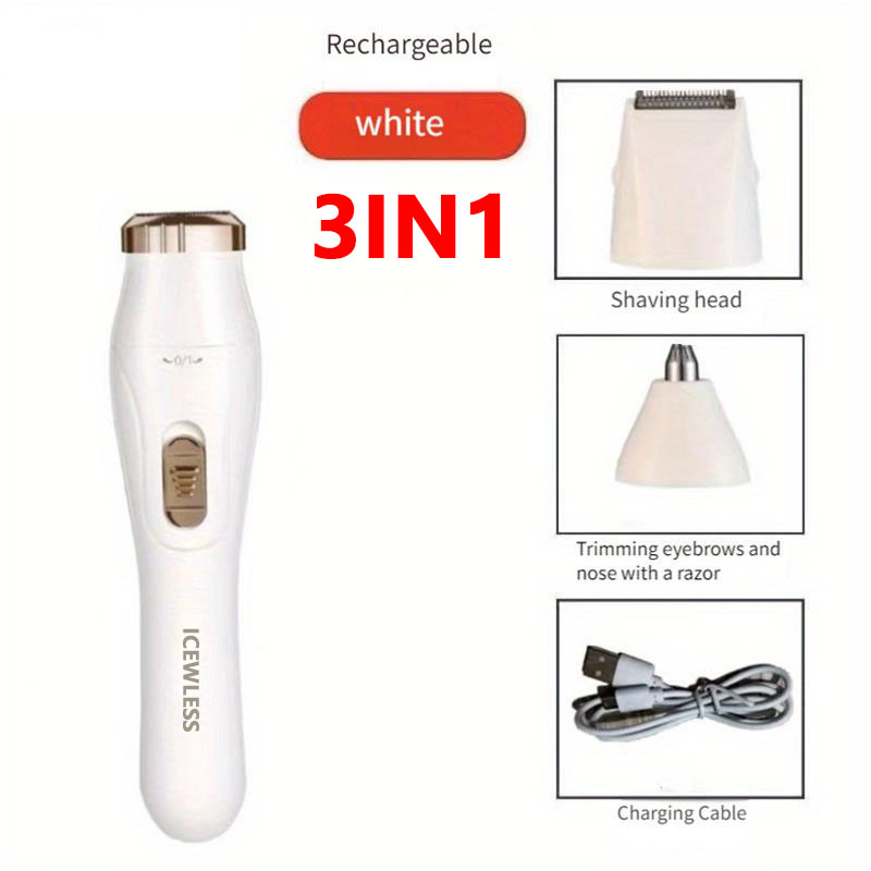 Maquinilla eléctrica para cortar el pelo para mujer, maquinilla de afeitar resistente al agua, indolora, dispositivo de depilación corporal privada, afeitadora de Bikini, brazo, pierna, cara: Plata