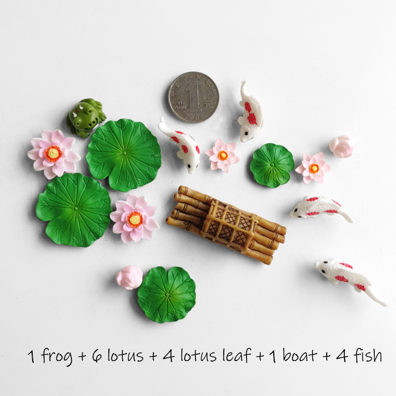 BAIUFOR pez hoja de loto pato de dibujos animados conjunto terrario acuario figuritas DIY Hada jardín pecera paisaje miniatura decoración del hogar: Marrón rojizo