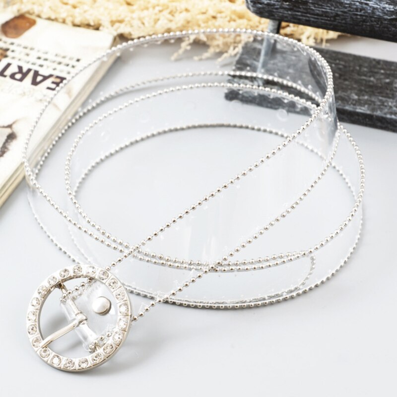 Clear Riem Dames Trasparent Riemen Voor Vrouwen Glitter Rhinestone Cinturon Mujer Pvc Plastic Jeans Cintos Jurk Womens Strass Riem: silver belt