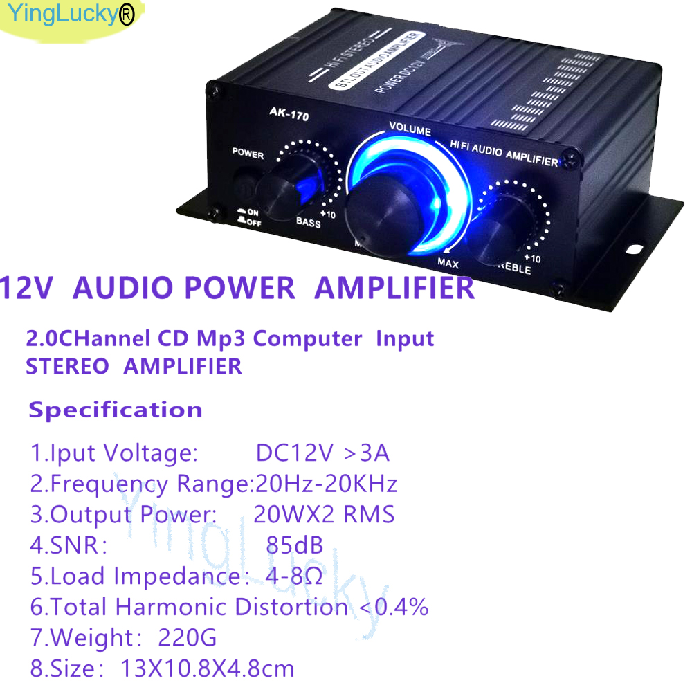 Ak170 mini amplificador de fliperama de potência de áudio estéreo com alto-falante de 4 cabeças kit diy venda pinball máquina de jogo de fliperama de áudio 200w * 2