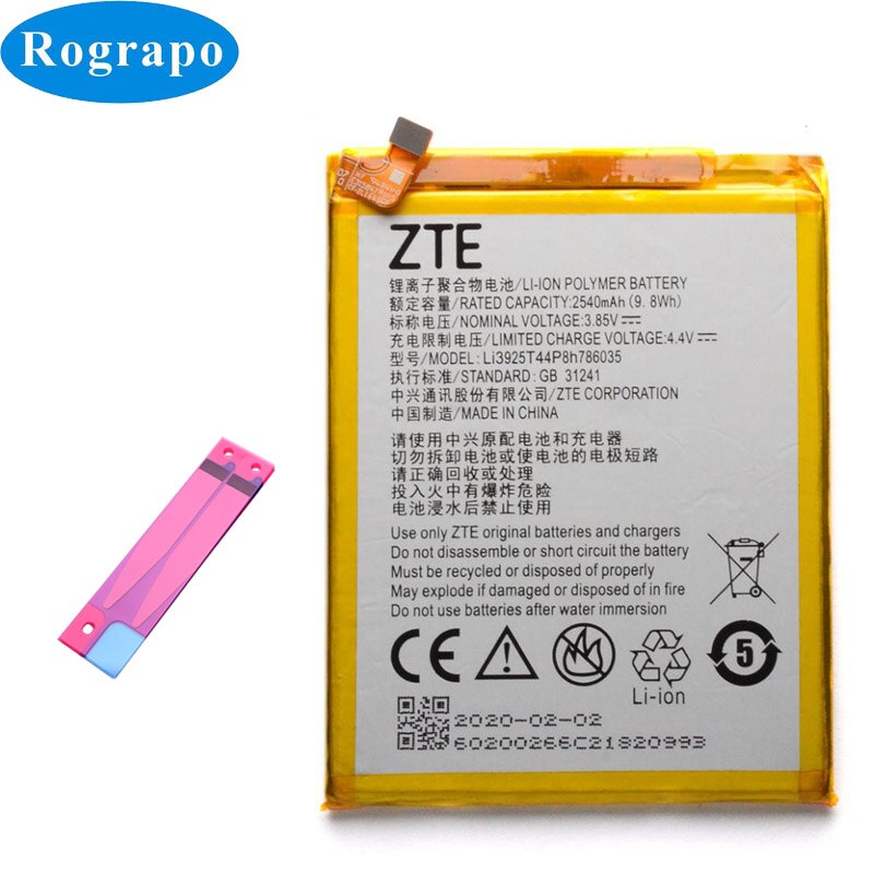 2540mAh Li3925T44P8h786035 batería de repuesto para la batería de ZTE Blade V7 V8 Z10 BA910 A910 A512 Xiaoxian 4 BV0701 baterías de teléfonos móviles