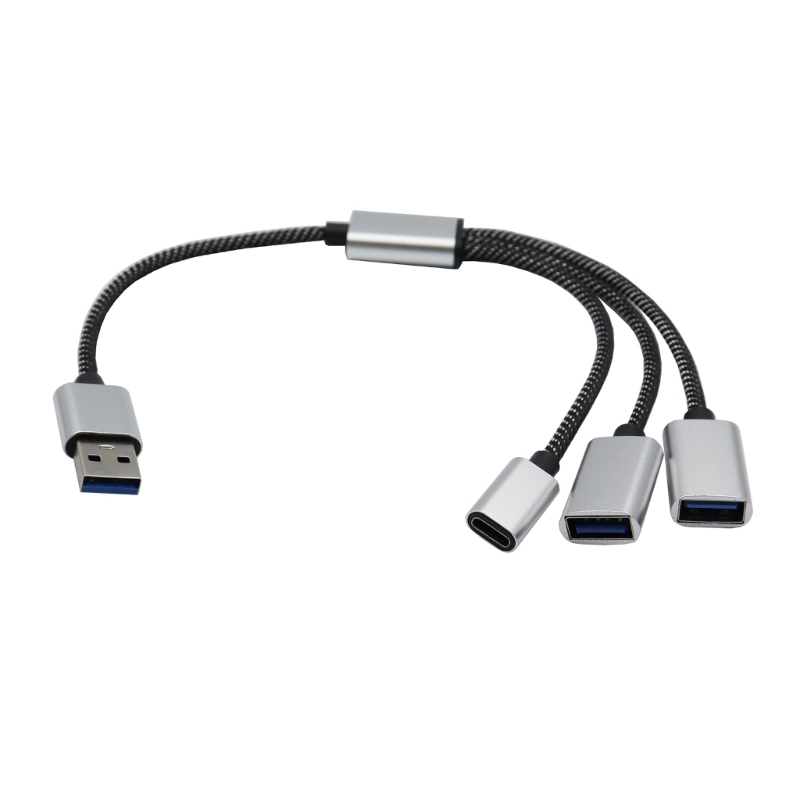 Cable divisor de alimentación USB 2,0, adaptador de 1 macho a 2 hembra con USB C para carga y sincronización de datos para ordenador portátil: Default Title