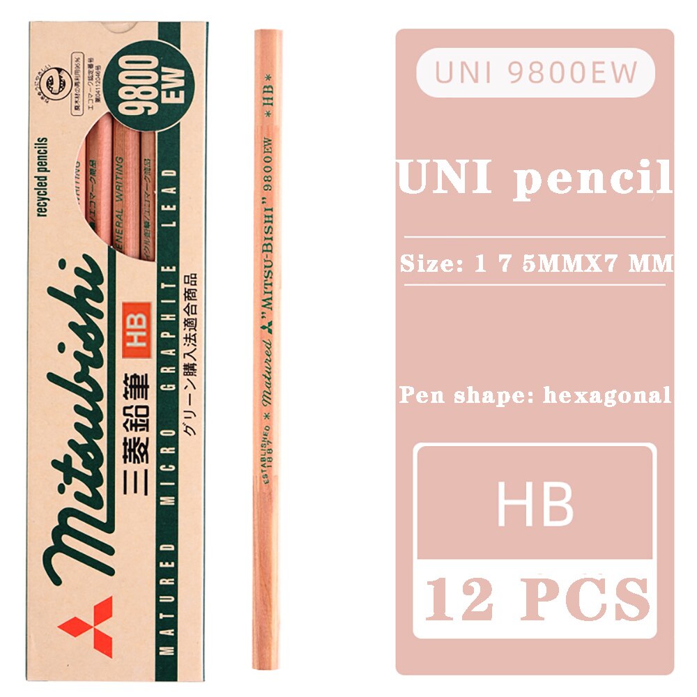 UNI Mitsubishi 9800EW HB/2B/B Pencils Wood body Environmental pencils drawing Writing Supplies: HB