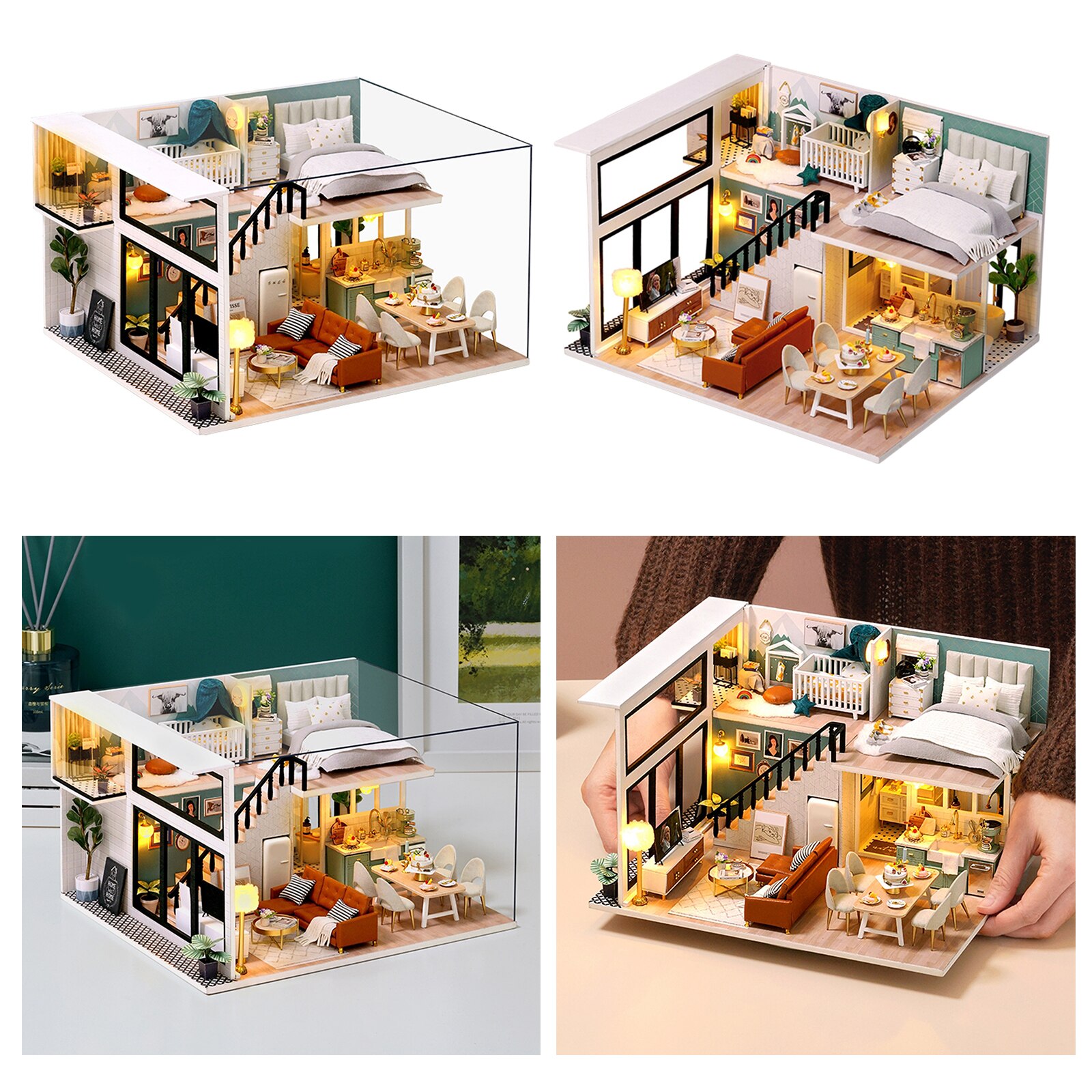 Diy Miniatuur Poppenhuis Kit Appartement Diy Poppenhuis Kit Met Houten Meubels Licht Huis Speelgoed Voor Volwassenen