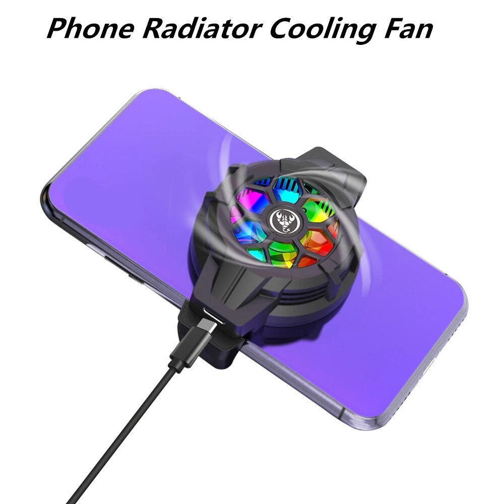 Mobiele Telefoon Radiator Draagbare Telefoon Cooling Fan Case Voor Pugb Telefoon Cooler Cooling Fan Met Kleurrijke Verlichting