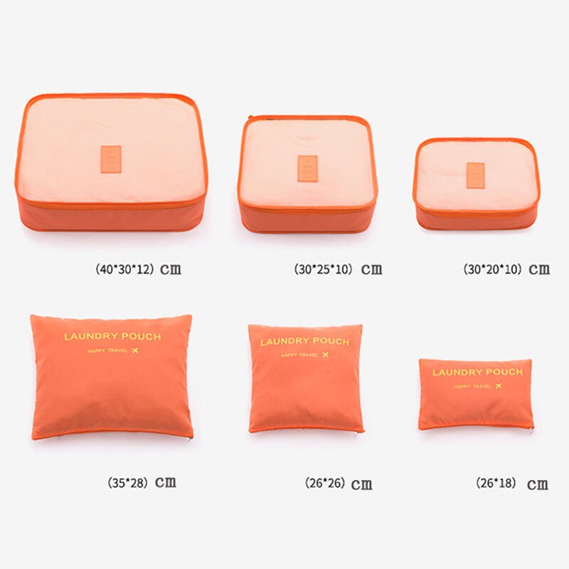 18 6 stks/set Vrouwen Bagage Reistas Dubbele Rits Waterdichte Polyester Organizer Verpakking Bag Cube Tassen
