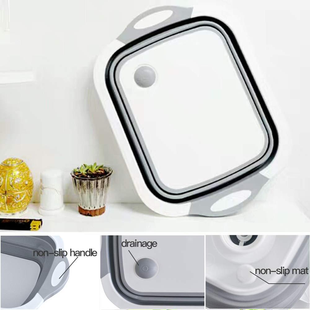 Collapsible Silicone Cutting Board With Storage Dish Tub Colander Multifunctional Kitchen Gadget Chopping board