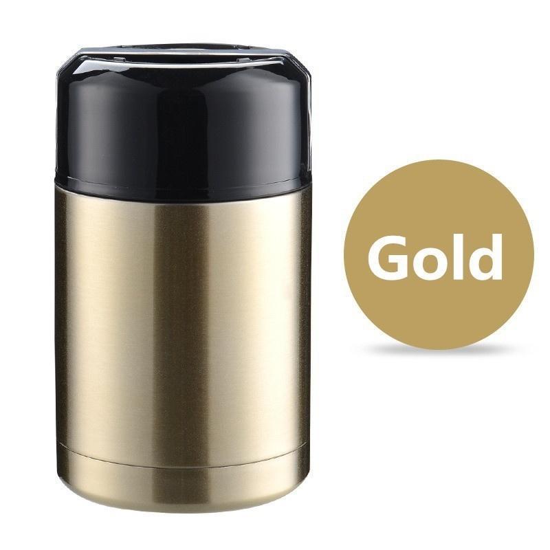 Voedsel container 800 ml/1000 ml dubbele laag roestvrij staal vacuüm thermo geïsoleerde voedsel container kookpan: 800ml / gold