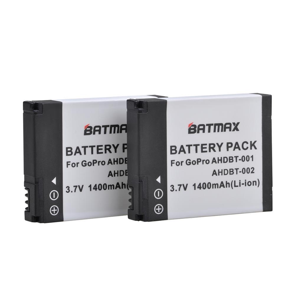 2x 1400 mah batteri + dobbelt usb oplader til gopro hd hero 2 og gopro ahdbt -001,  ahdbt -002 hero 2