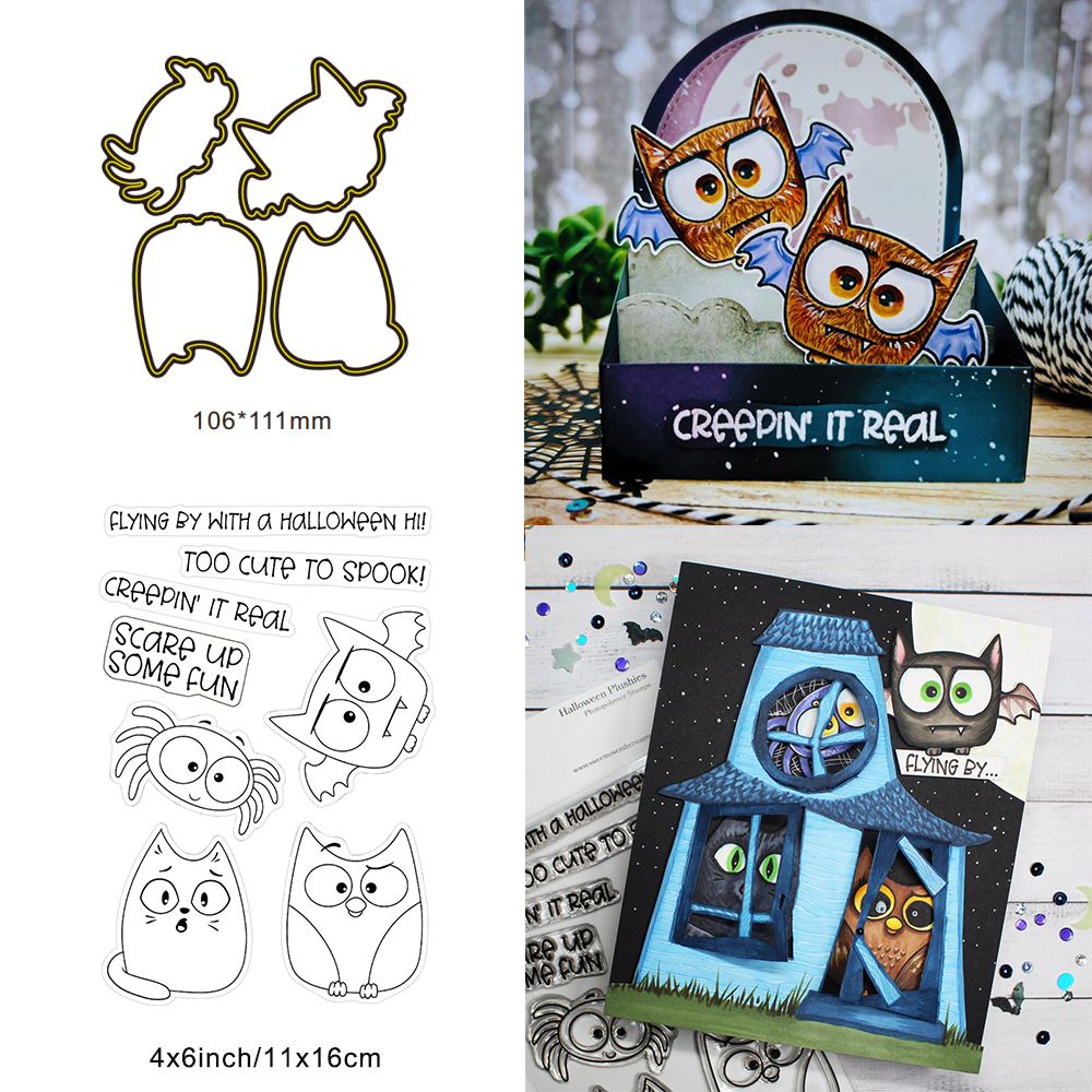 Söt häxräv glad halloween metallskärverktyg genomskinlig stämpel gör-det-själv scrapbooking silikonstämplar för kort album hantverk: S / Violett/紫罗兰