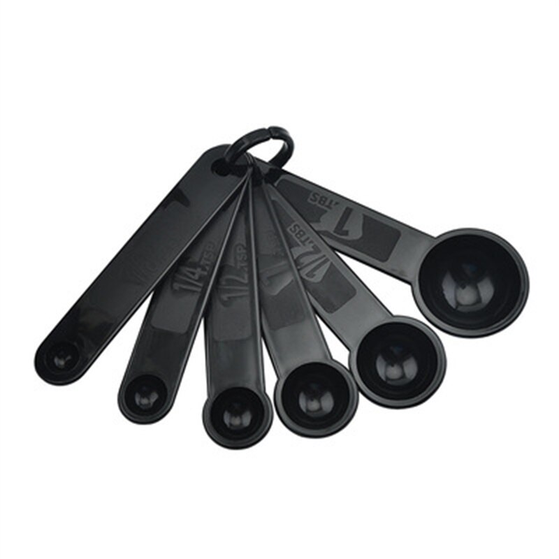 5/10/11pcs Multifunction Purpose Coffee Sugar Spoons Cup Measuring Tools PP Baking Accessories Plastic Handle Kitchen Gadgets: black-6pcs-spoon