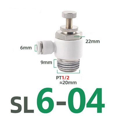 SL pneumatic quick coupling hose 4 6 8 10 12mm M5" 1/8" 1/4" 3/8" 1/2 air speed adjustment control valve acceleration valve: SL6-04
