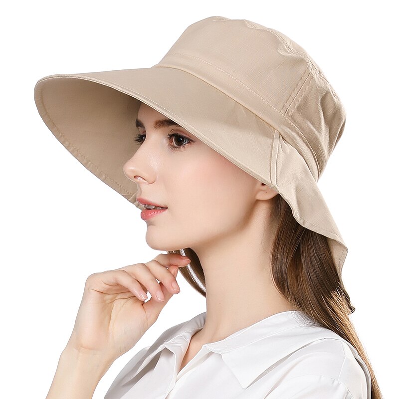 Fancet zomer lente strand dames zonnehoed femme opvouwbare uv-pet katoenen kinkoord brede rand ademend opvouwbaar voor dames 1005