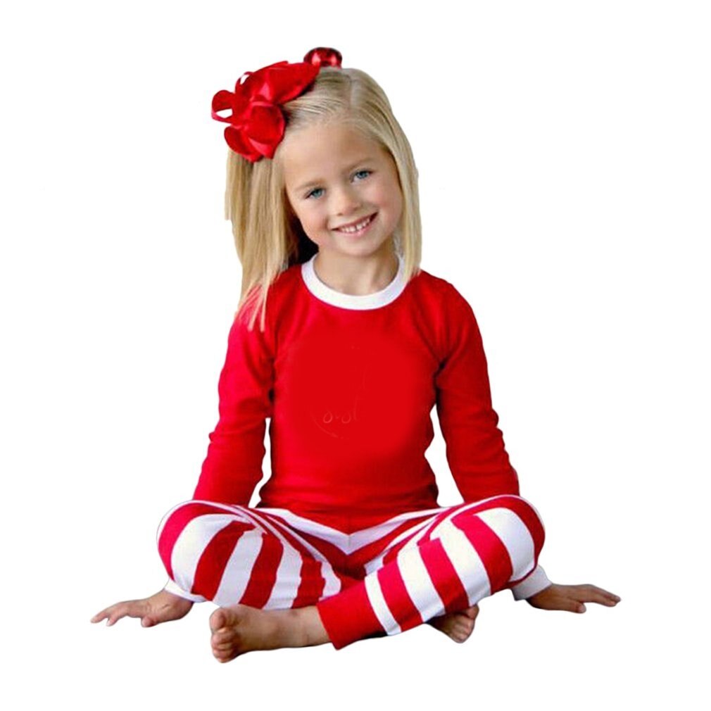Kerst Pyjama Herfst Winter Moeder Vader Dochter Zoon Pyjama Rode & Witte Streep Familie Kleding Set Vrijetijdskleding Pak