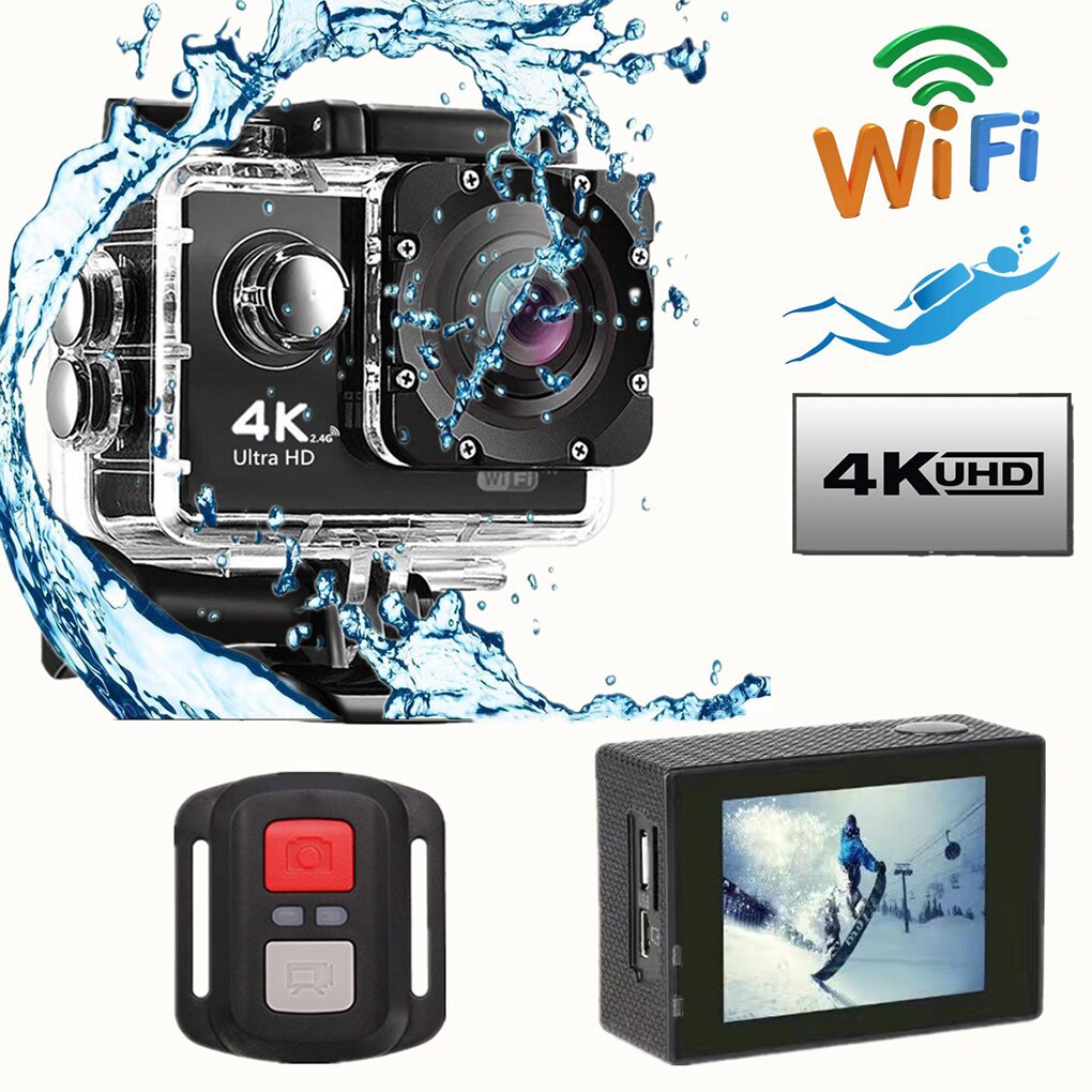 4K Outdoor Sports Action Camera 1080P WIFI 30m Waterproof 170 Degree Wide-Angle Lens 12MP/5MP Extreme Sports DV Cam Camcorder