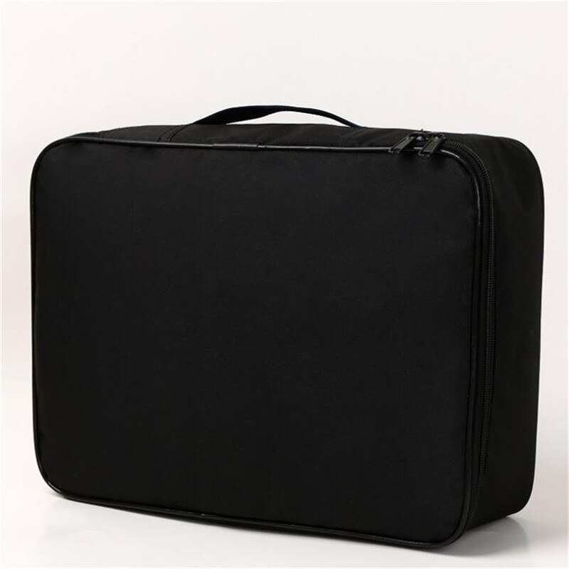 Document Bag Large Capacity Double-layer Tie Polyester Multifunctional Storage Bag Passport Family Travel Document Bag: black