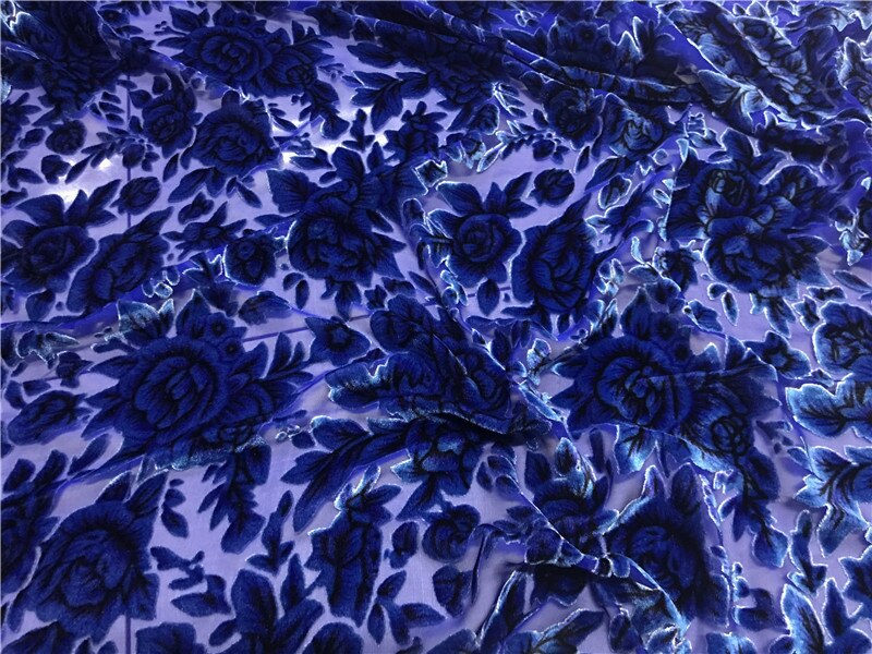 Tummansininen pioni kukka sametti 100%  silkkikangasta pleuche ikäkauden mulperi samettikankaat cheongsam mekko hame puku