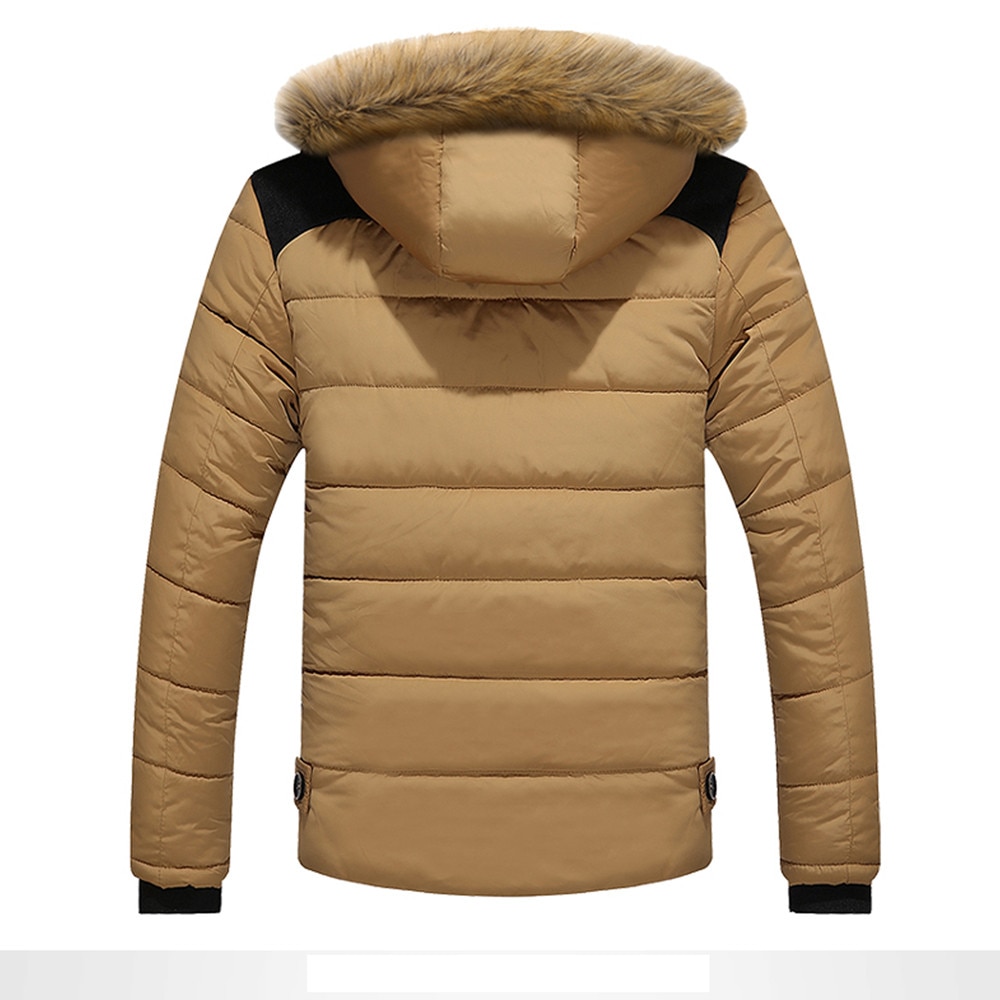 Män vinter parkarockar utomhus varm tjock jacka päls huva kappa jacka solid dragkedja mansrock herrkläder