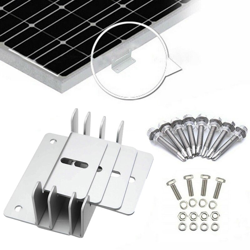 Soportes de montaje de Panel Solar de Metal en forma de Z, herramienta fija, soporte de techo de aluminio, para caravana, casa, barco, 1 Juego, 4 Uds.
