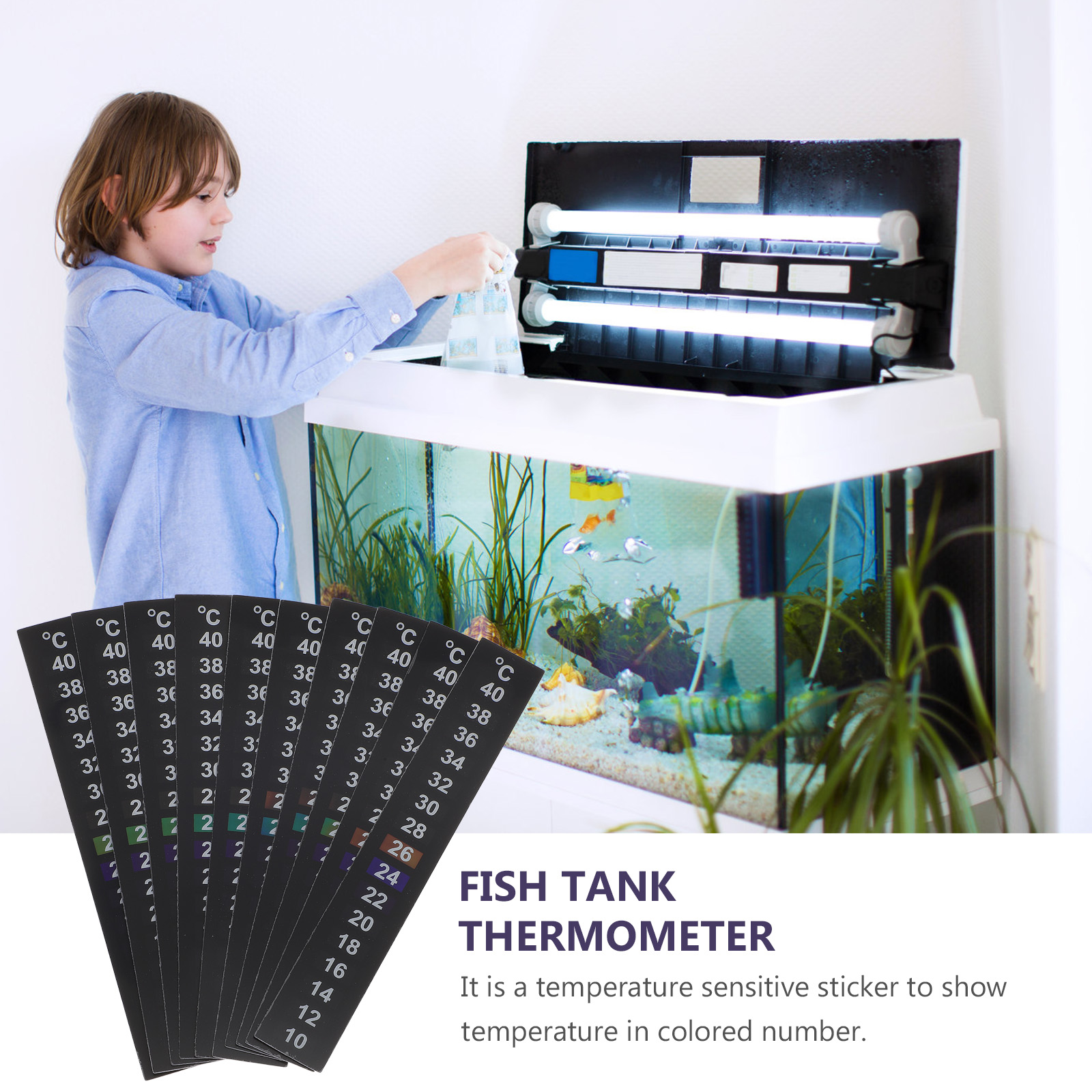 10-teiliges Temperaturaufkleber-Aquarium-Thermometer für Aquariumstreifen auf selbstklebendem Papier für Babybekleidung