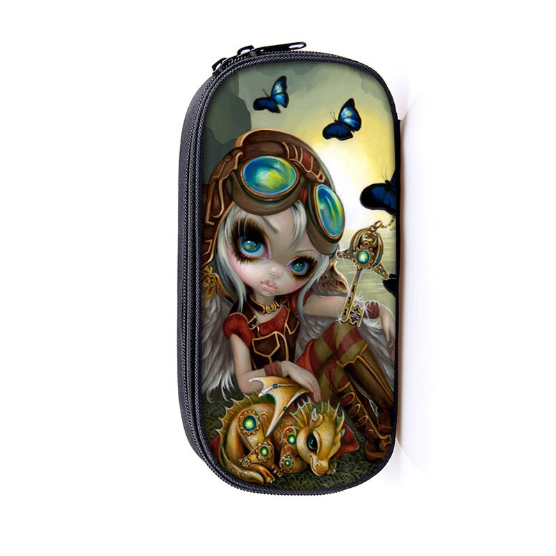 Cartoon Gothic Girls drukuj torby kosmetyczne pojemnik na ołówki kobiety kosmetyczka nastolatek dziewczyna piórnik torba stacjonarna prezent: Dqbb-gete06