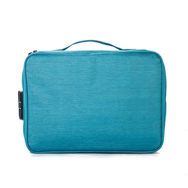 Bolsa multifunción de gran capacidad para billetes de documentos, certificado de poliéster, organizador de archivos para el hogar, archivador de viaje, papelería: Sky Blue