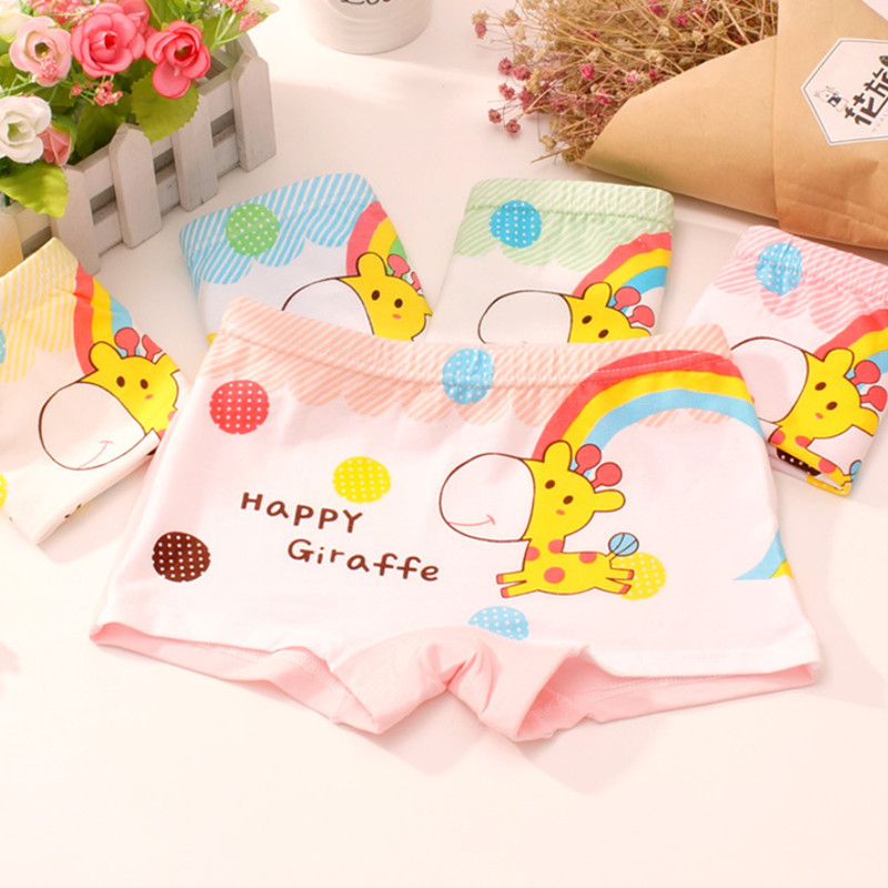 4 pz/lotto ragazze Boxer in cotone cartone animato femminile stampato intimo bambino slip mutandine