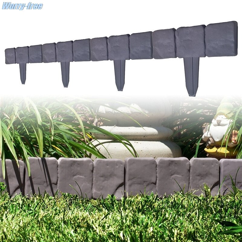 20 X Lakeland Cobbled Stone Effect Garden Edging Plastic Hammer Lawn Palisade