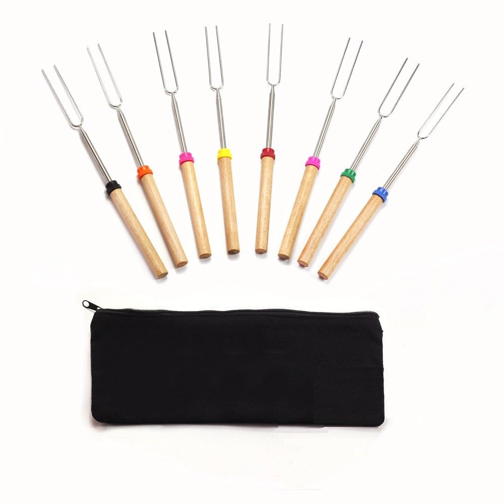 Telescopische BBQ Marshmallow Roosteren Sticks Smores Spiesjes Dog Vork 5 stks