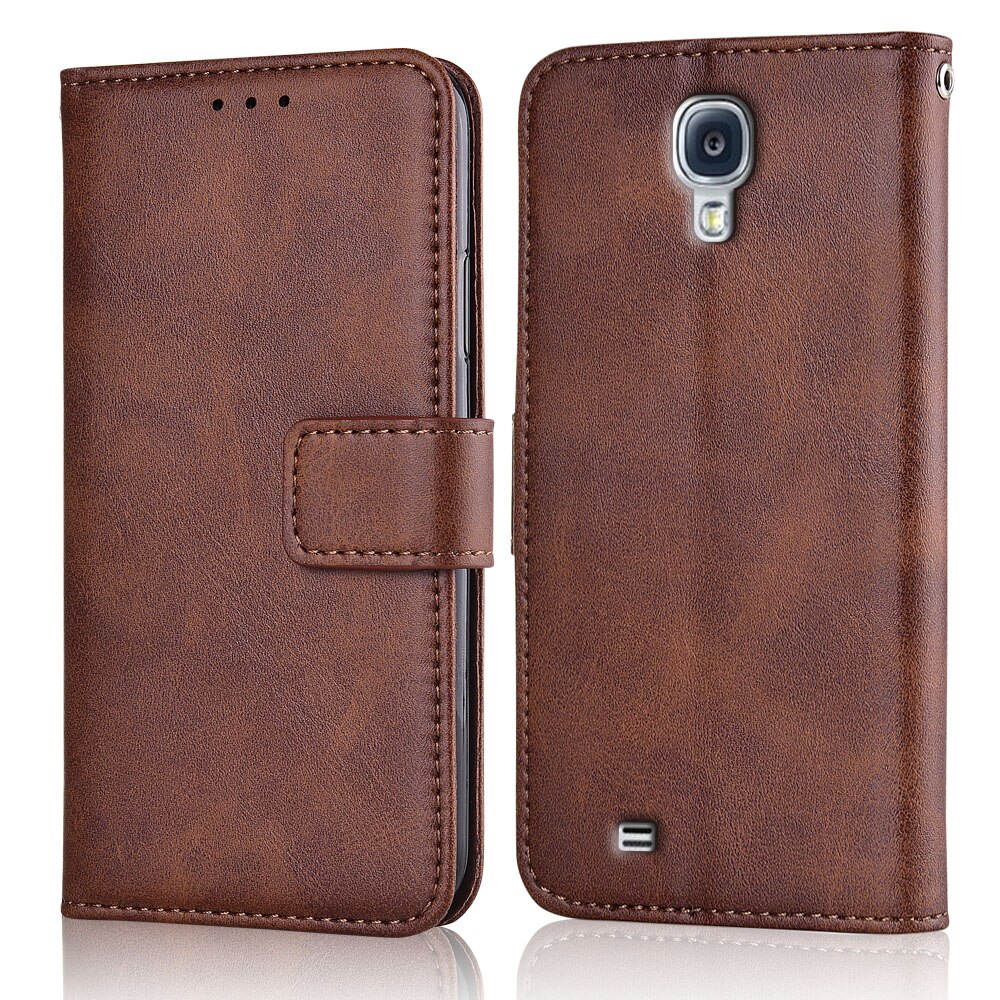 Para Samsung Galaxy S4 I9500 I9505 I9515 VE GT-i9500 Cover Galaxy S4 S 4 I9500 Cover billetera funda para Samsung S4: niu-Brown