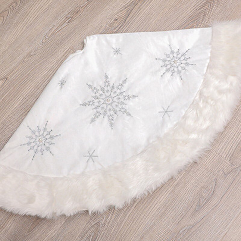 White Christmas Tree Skirt With Thick Faux Fur Snowflake Christmas Tree Carpet Xmas Decorations Home Christmas Decorations