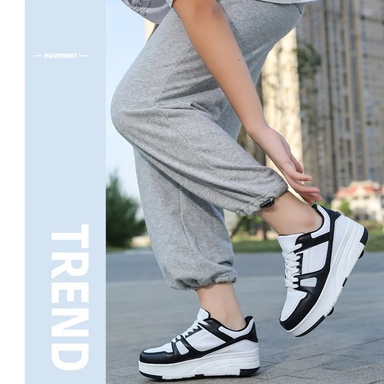 Amog Neue Rollschuhschuhe für Jungen und Mädchen, vier Räder, glatte Reitschuhe mit Rollen, Herren, Damen, Kinder, Eislaufschuhe