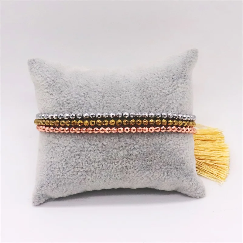 ALIYA Hematite Stone Bracelets For Men Women Jewelry Multilayer Beaded Pulsera Luxury Adjustable Jewellery Tassel Bracelet: Hot Stamping