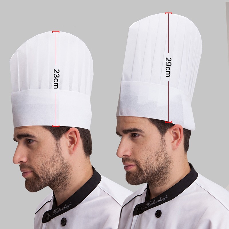 20Pcs/Lot Unisex chef hats Nonwoven High Flat Hat Restaurant Hotel Kitchen Cook Work Wear Chef Hats Disposable Caps