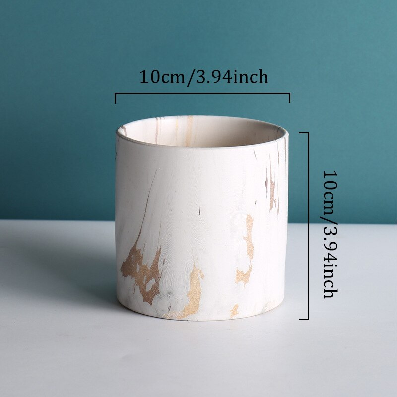 Marmer Patroon Keramische Bloempot Vierkante Cilinder Creatieve Bloempot Desktop Bloemstuk Container Woondecoratie: A