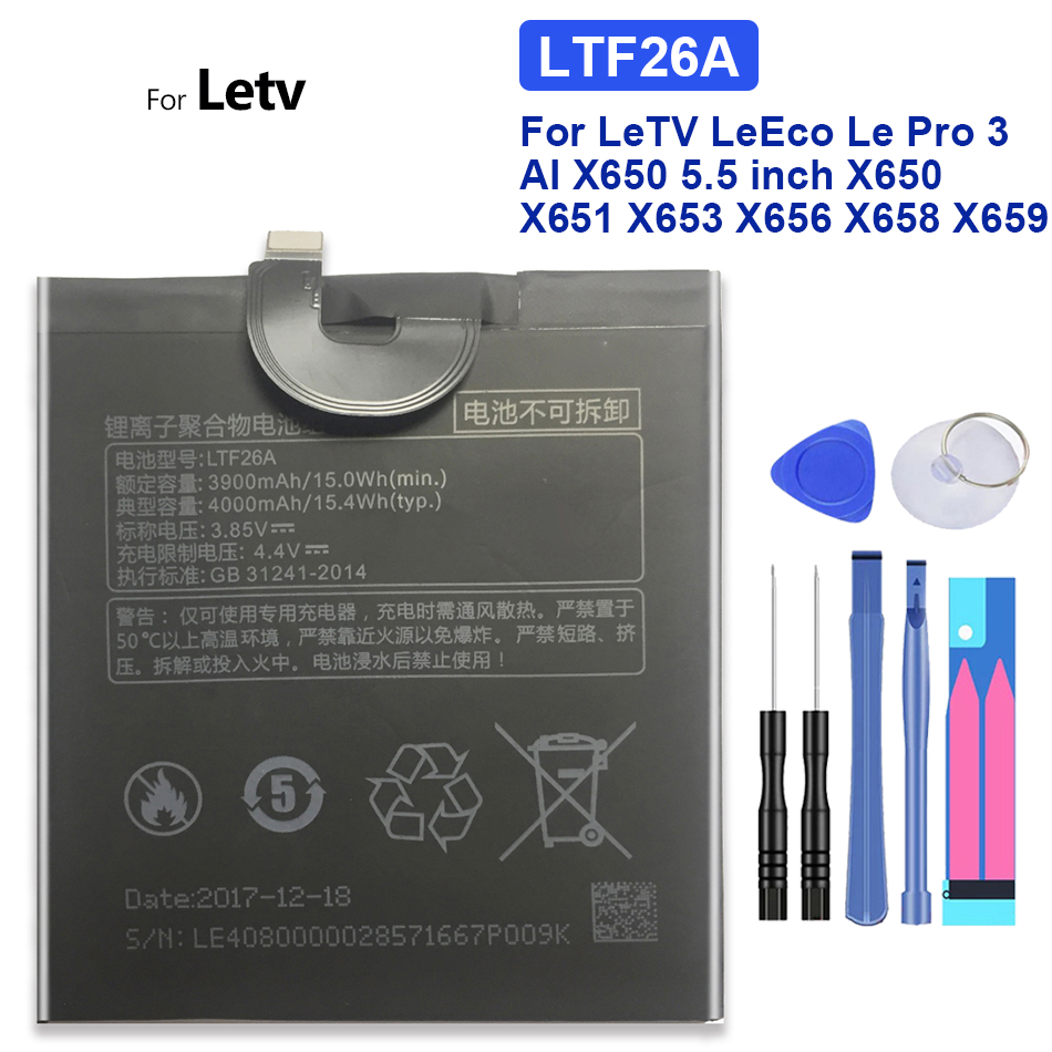 Batteria LTF23A LTF26A per LeTV LeEco Le pro 3 AI X650 5.5 pollici LEX650 LEX651 LEX652 LEX653 LEX656 LEX657 LEX720 LEX727 LEX728