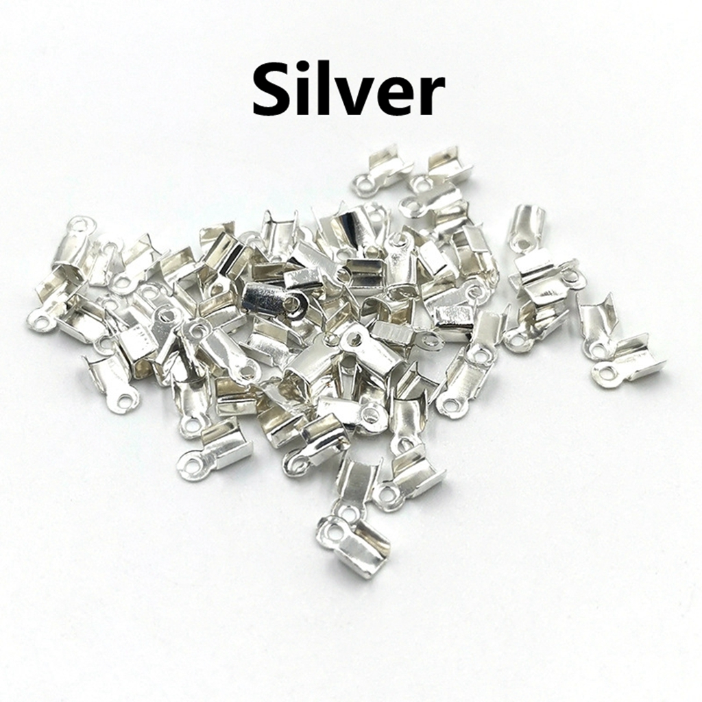 200 Stks/partij 6 9Mm Cove Sluitingen Cord End Caps String Lint Lederen Clip Tip Vouw Crimps Connectors Voor Sieraden maken: Silver / 3x6mm 200pcs