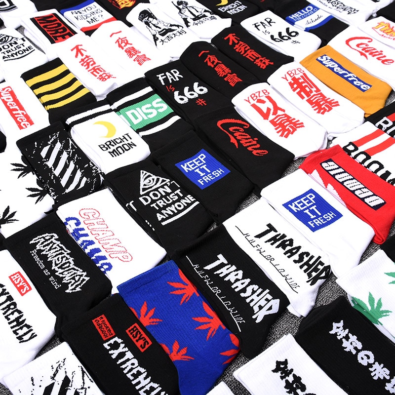 Men Skateboard Socks Funny Socks Ins Harajuku Street Sports Socks Unisex Happy Socks Men Cotton Hip Hop Socks