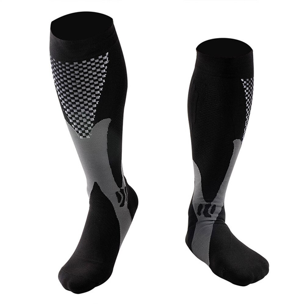 Długie męskie skarpety Outdoor skarpety sportowe Fitness kolarstwo piłka nożna joga skarpety rowerowe piłka nożna bawełniane skarpetki koszykarskie ochrona stóp: Black / XXL