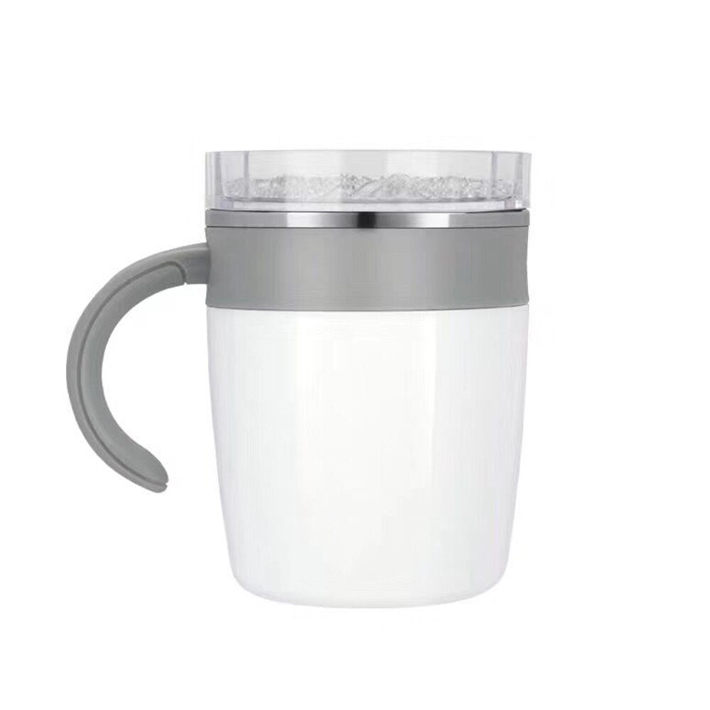 Vacuum Anti-scalding Coffee Cup Insulation Thermos Cup Automatic Stirring Magnetic Mug Stainless Steel Coffee Mixing Cup: White