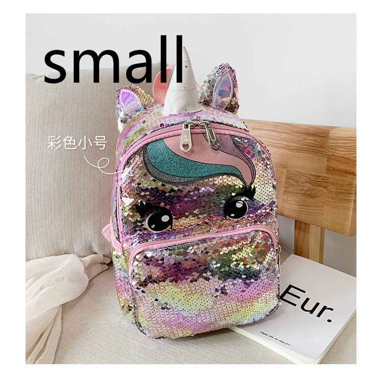 Girls Sequins Unicorn Backpack Women Large Capacity Bag Girl Book Bag Satchel School Bag for Teenager Student All-Match: O