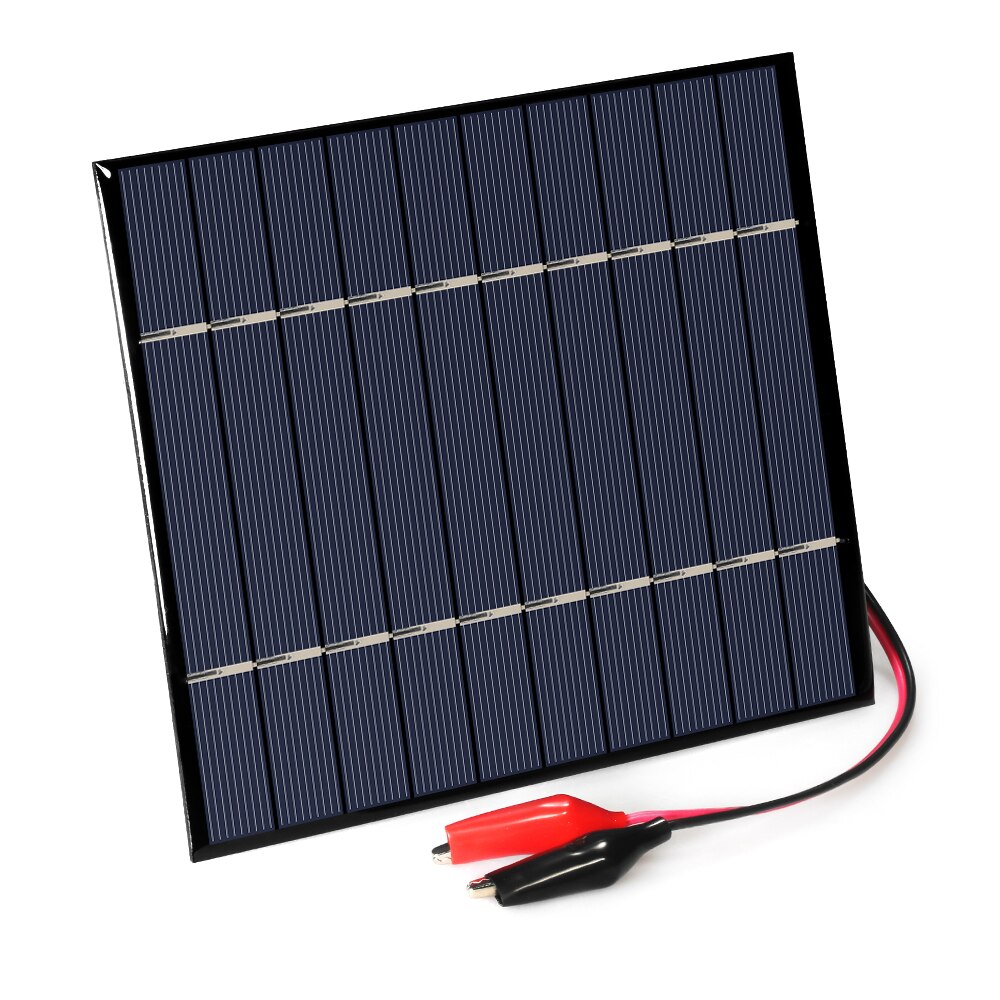 Célula Solar de 2,5 W y 5V para cargador, Panel Solar de silicio policristalino con pinzas de cocodrilo, DIY