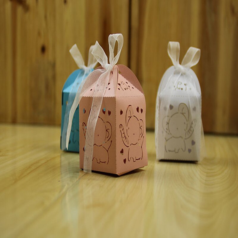 Tegneserie elefant 50 stk souvenirs baby shower fødselsdagsfest dekoration fest forsyninger slik æske chokolade æske til gæster