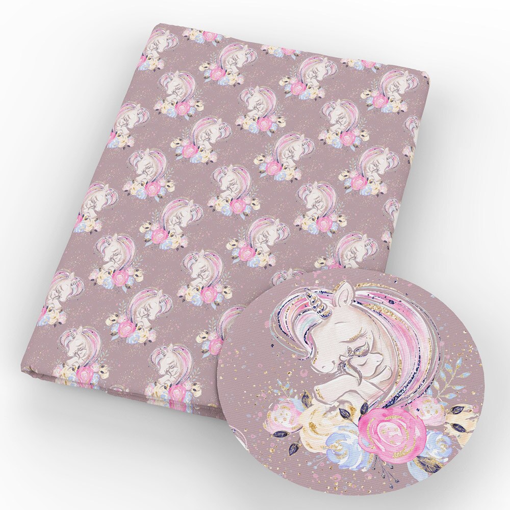 50*145cm Polyester&cotton Unicorn Printed Fabric Sewing Quilt Fabric DIY Patchwork Cloth Baby Clothes Bags Material,c8677: 1073201001